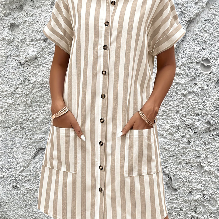 Juliet | Belted Striped Shirt Dress