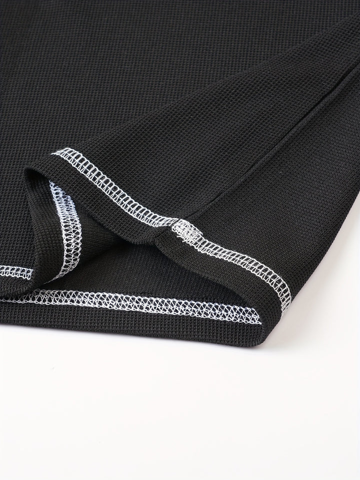 Maxwell | Textured Button-Neck Tee