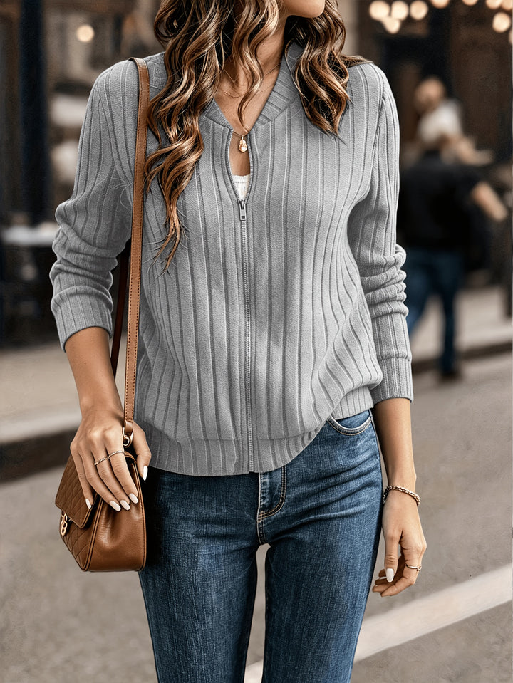 Miranda | Ribbed Zip-Front Jacket