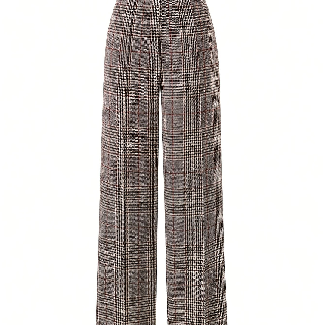 Brooke | Refined Wide-Leg Plaid Trousers