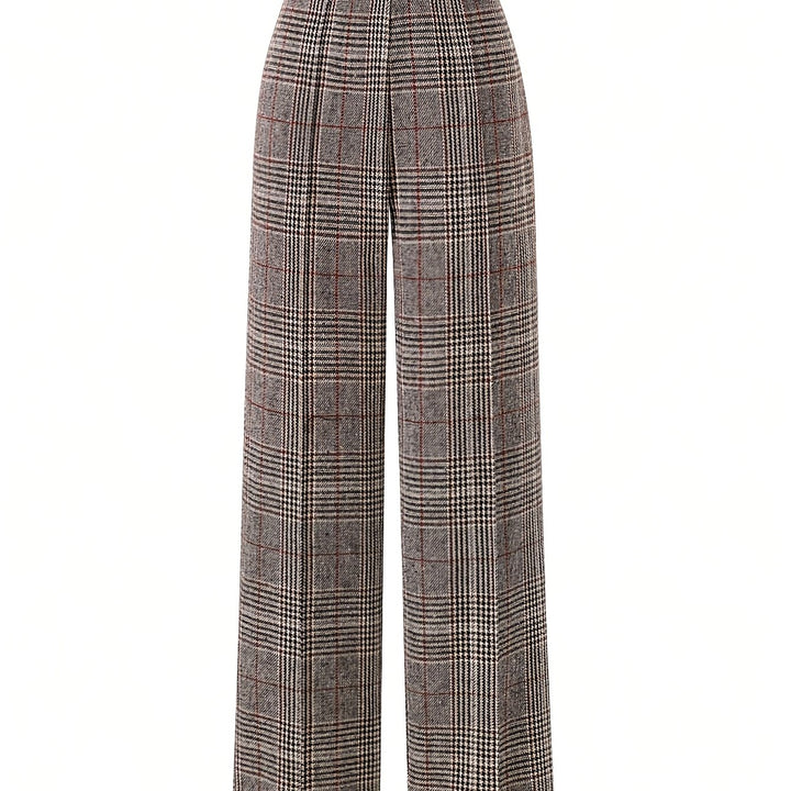 Brooke | Refined Wide-Leg Plaid Trousers