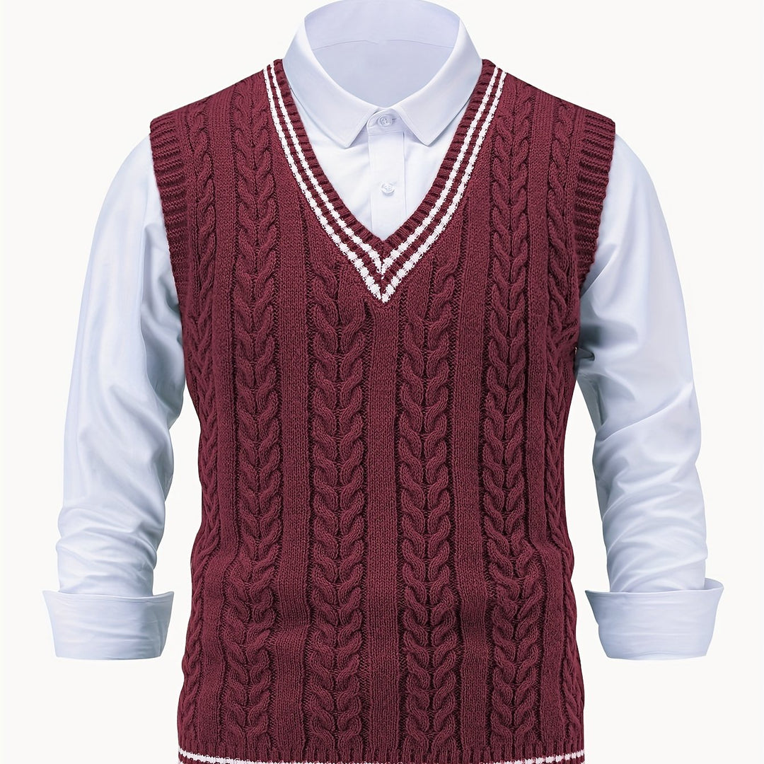 Graham | Cable-Knit V-Neck Vest