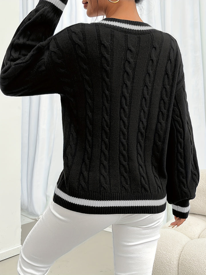 Tamara | Classic Cable-Knit V-Neck Sweater