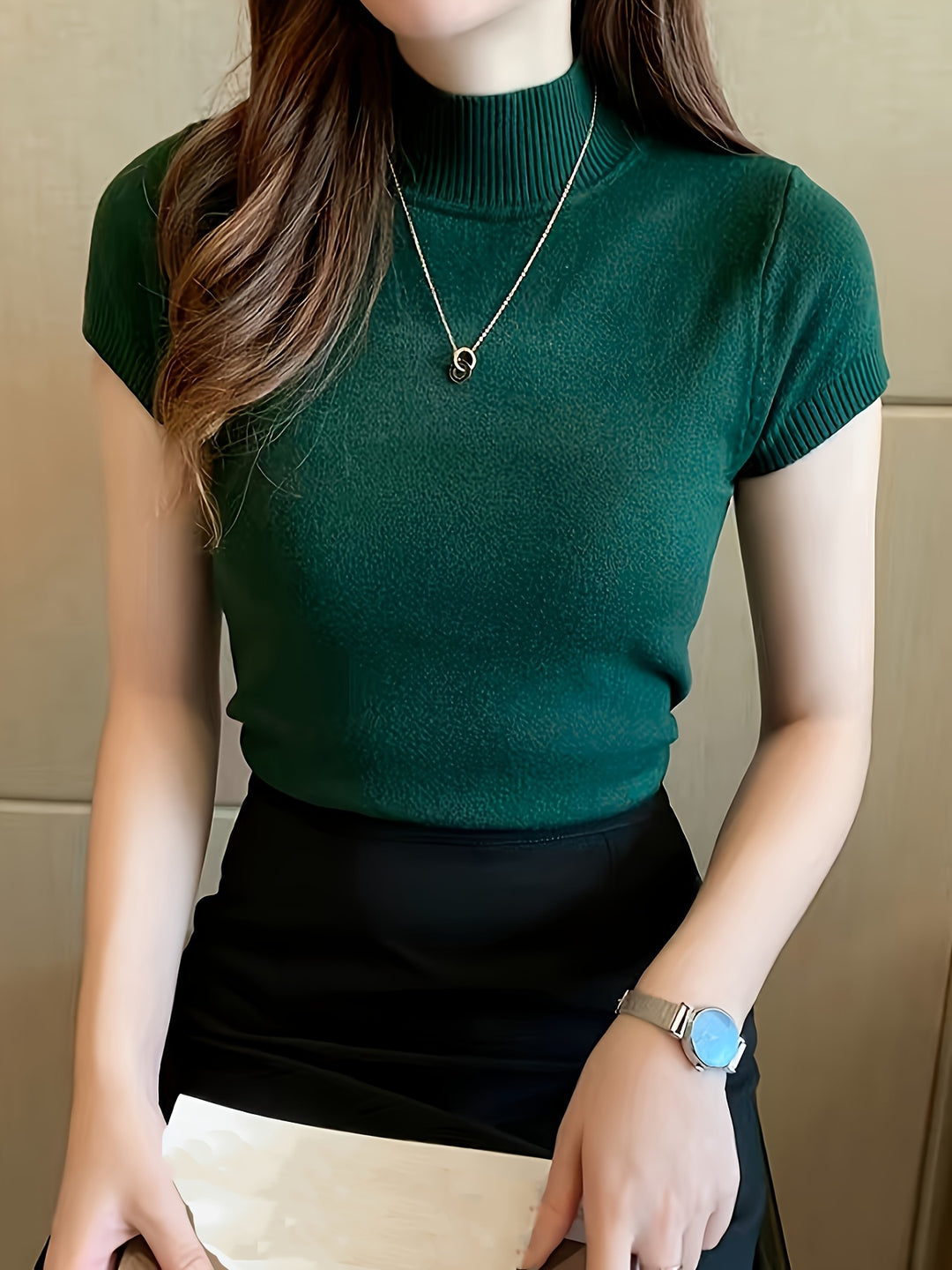 Rowan | Refined Mock-Neck Short Sleeve Top