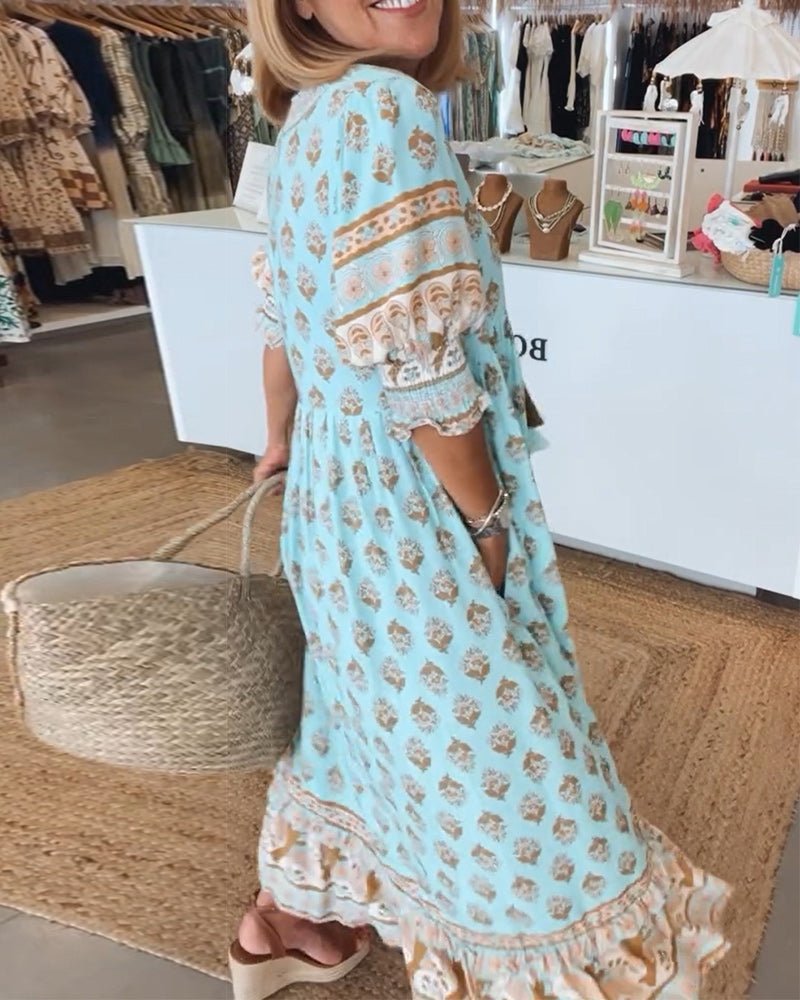 Mana | Elegant Floral V Neck Dress