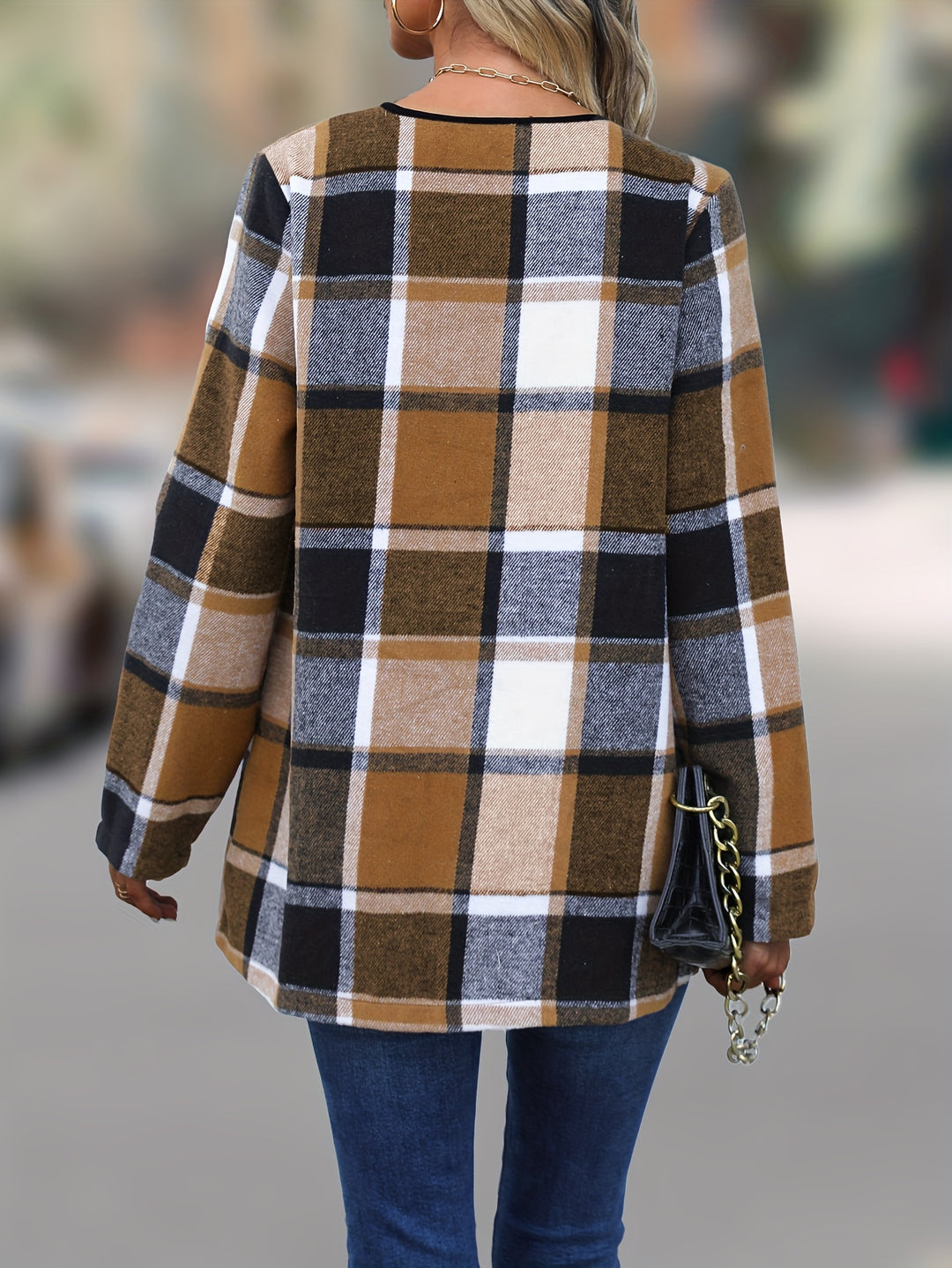 Naomi | Draped Plaid Christmas Coat
