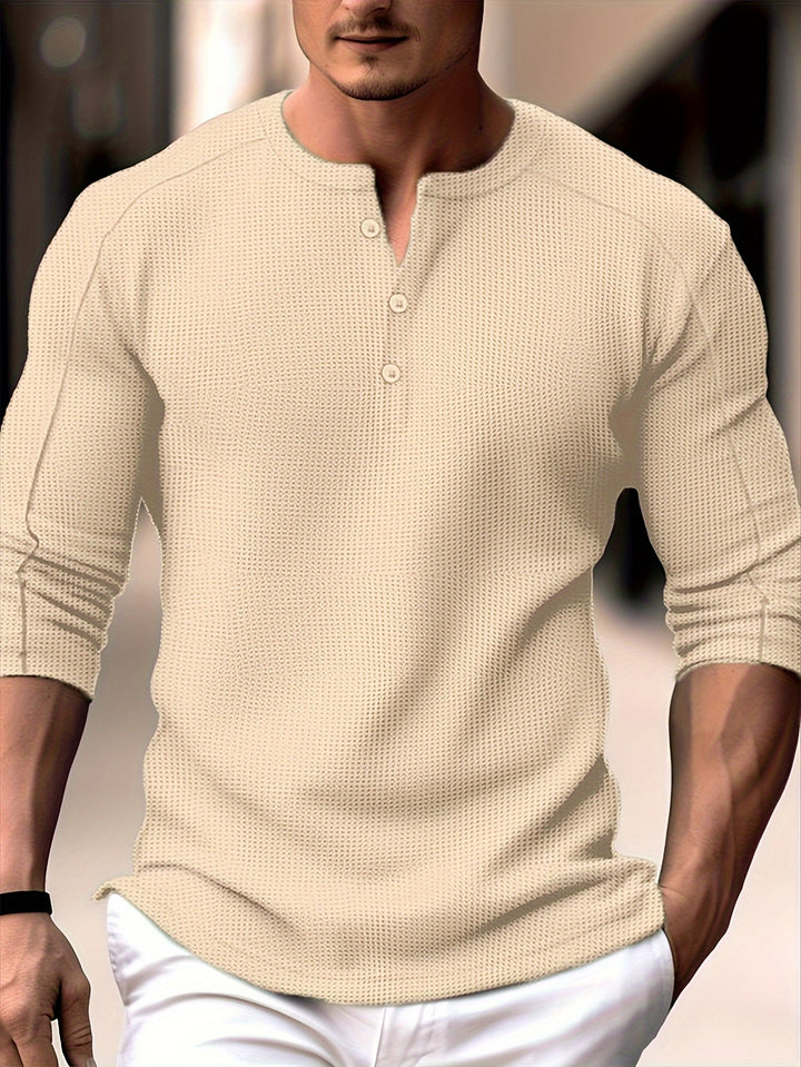 Jonah | Textured Long-Sleeve Henley Shirt