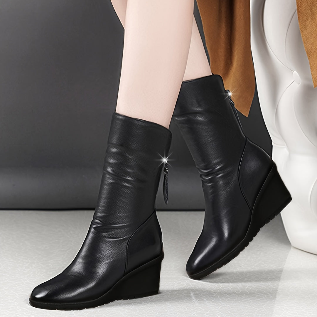 Rowena | Ruched Wedge Boots