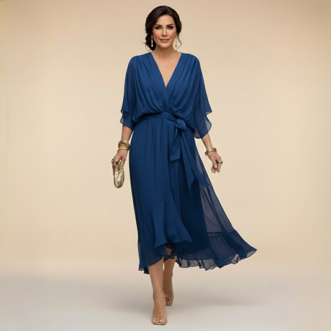 Abigail | Elegant Chiffon V Neck Dress
