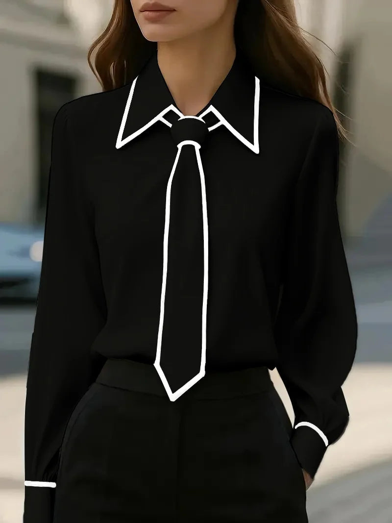 Wren | Contrast Tie Blouse