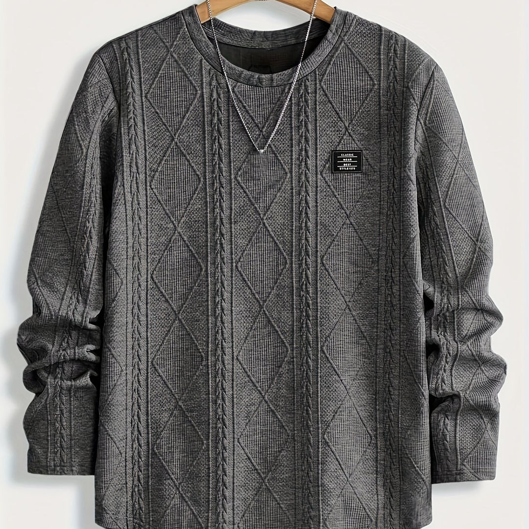 Bryce | Textured Round Neck Long Sleeve Top
