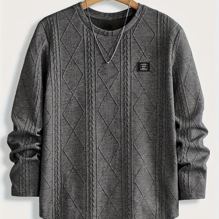 Bryce | Textured Round Neck Long Sleeve Top