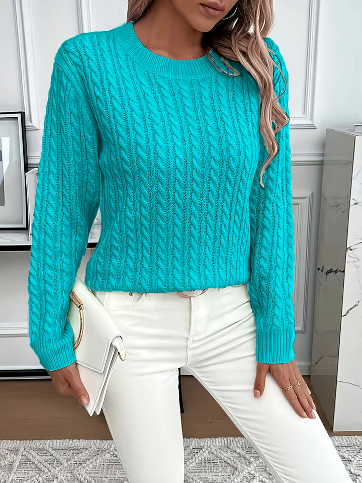 Elspeth | Cable-Knit Round Neck Sweater