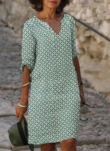 Celia | Vintage Split Neck Summer Dress