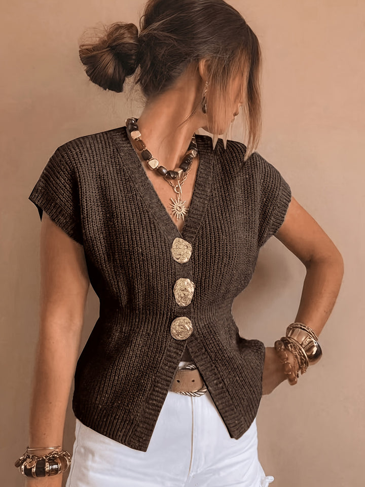 Rachel | Button-Front Knit Top