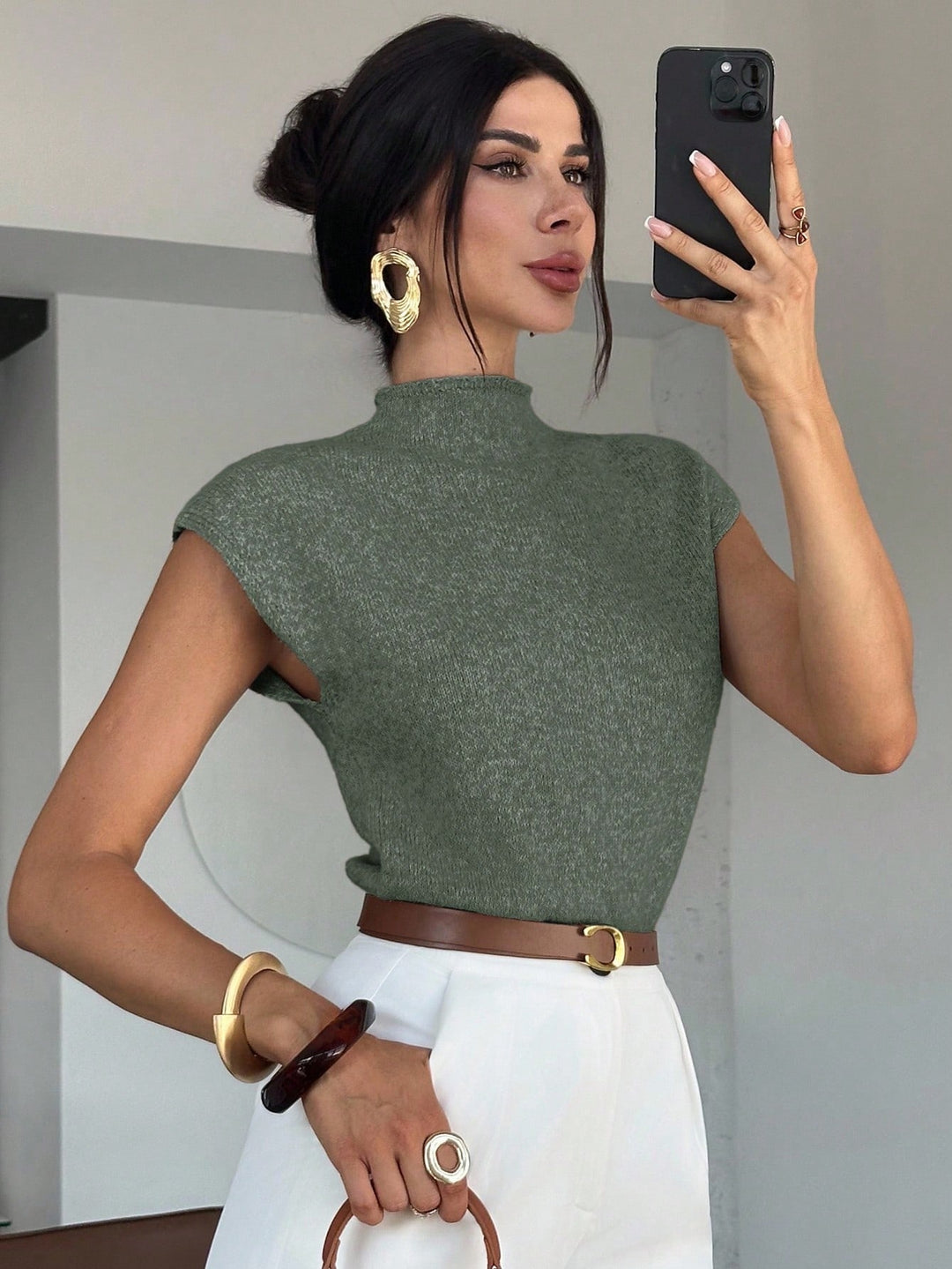 Simone | Refined Mock-Neck Knit Top