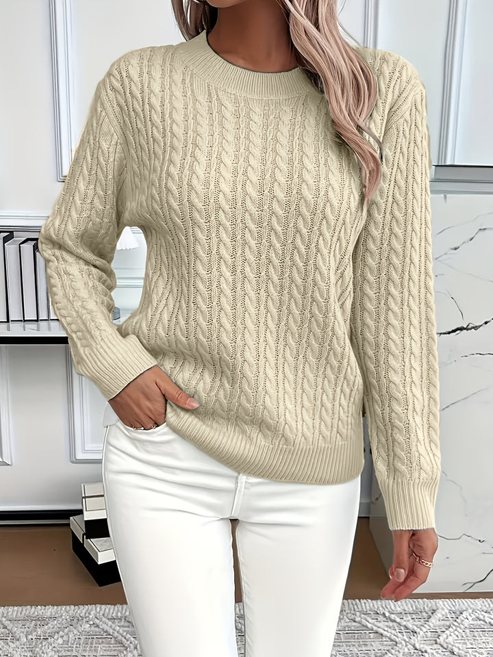 Elspeth | Cable-Knit Round Neck Sweater