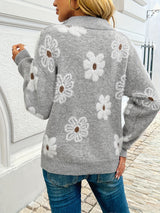 Marnie | Floral Half-Zip Pullover Sweater
