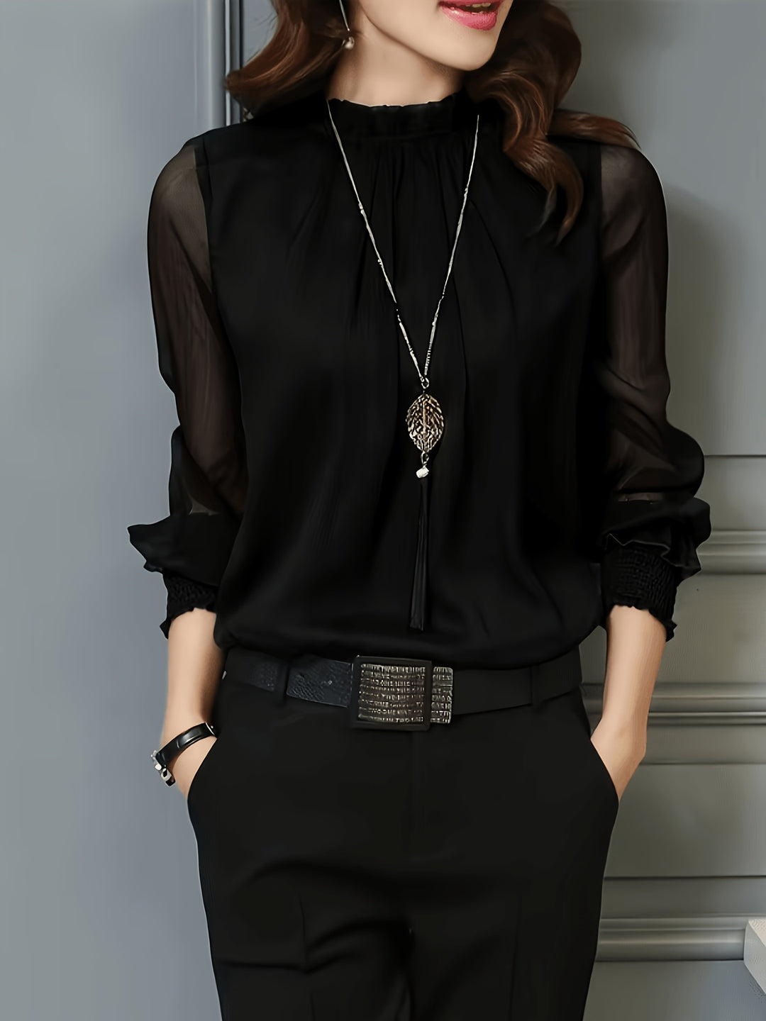 Bernadette | Elegant Stand-Collar Blouse