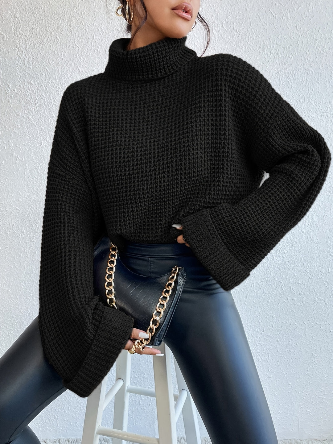 Cynthia | Cozy High-Neck Waffle-Knit Sweater