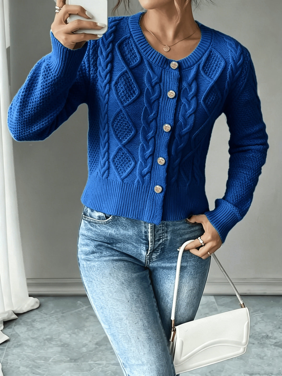 Matilda | Cable-Knit Button-Front Cardigan