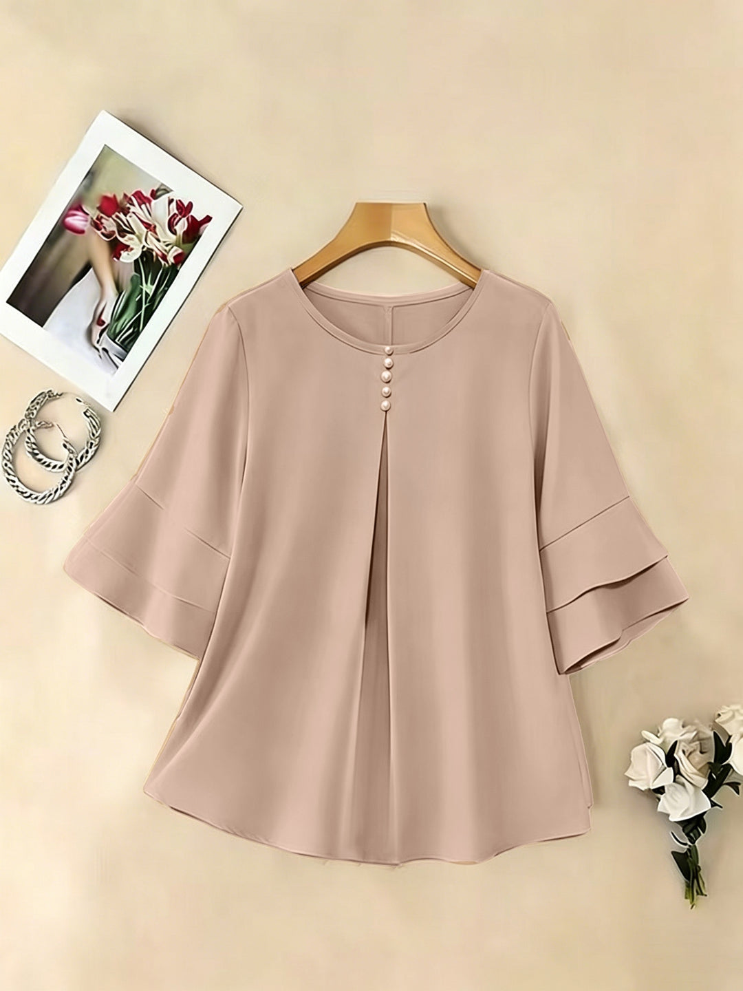 Annette | Flared-Sleeve Ruffle Top
