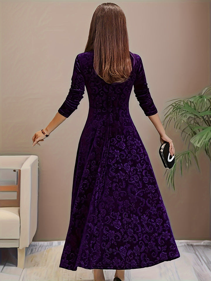 Rosalind | Elegant Floral Square Neck Dress