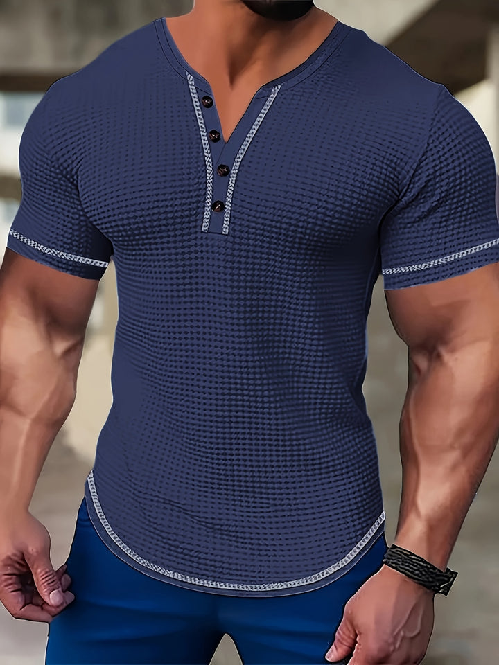 Maxwell | Textured Button-Neck Tee