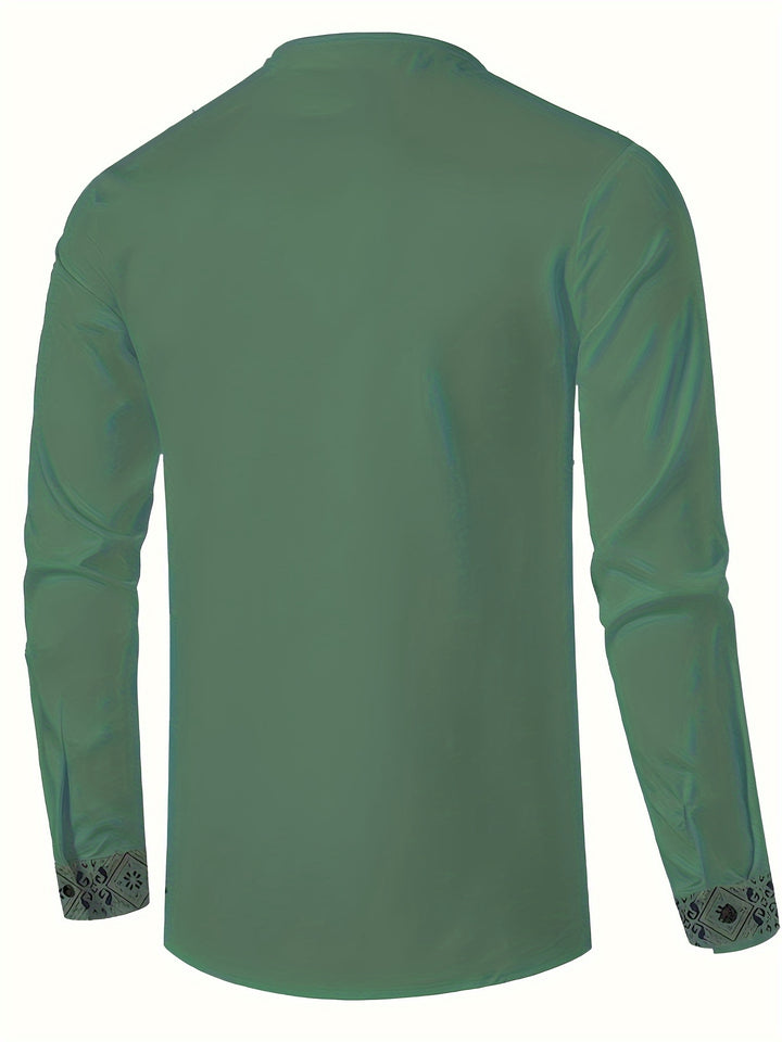 Rafael | Patterned Stand-Collar Henley Shirt