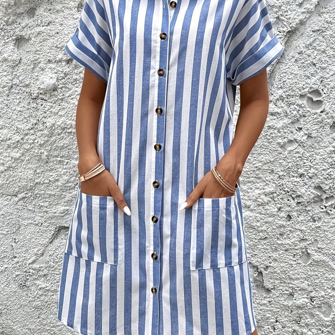 Juliet | Belted Striped Shirt Dress