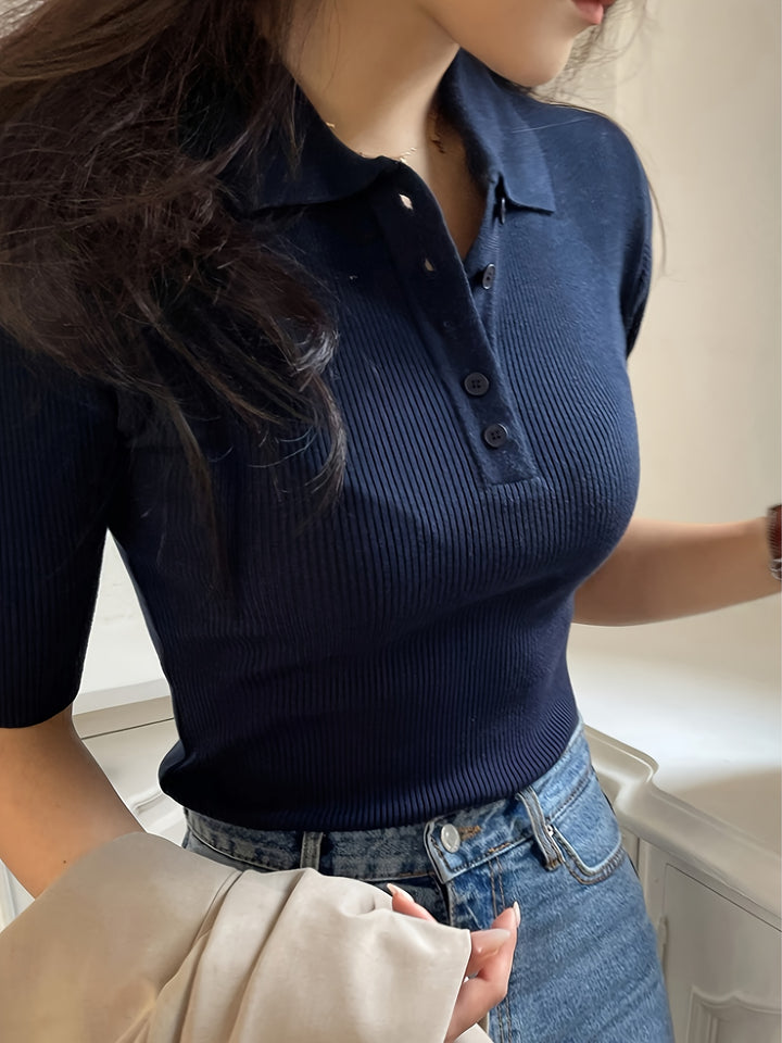 Mabel | Refined Collared Knit Top
