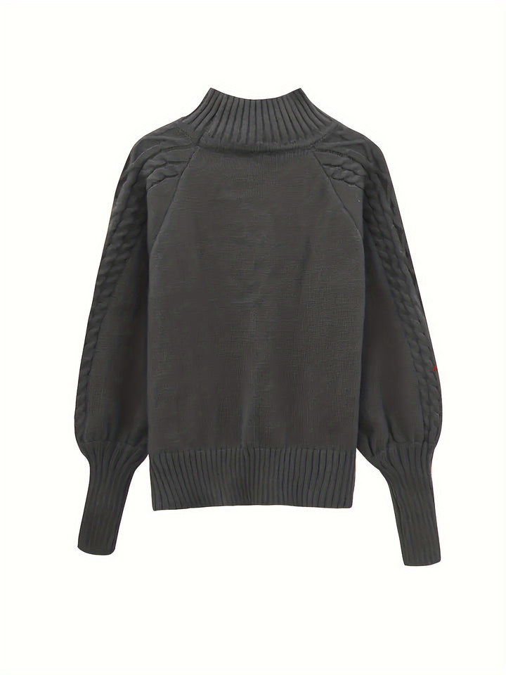 Brooke | Cable-Textured Half-Collar Sweater
