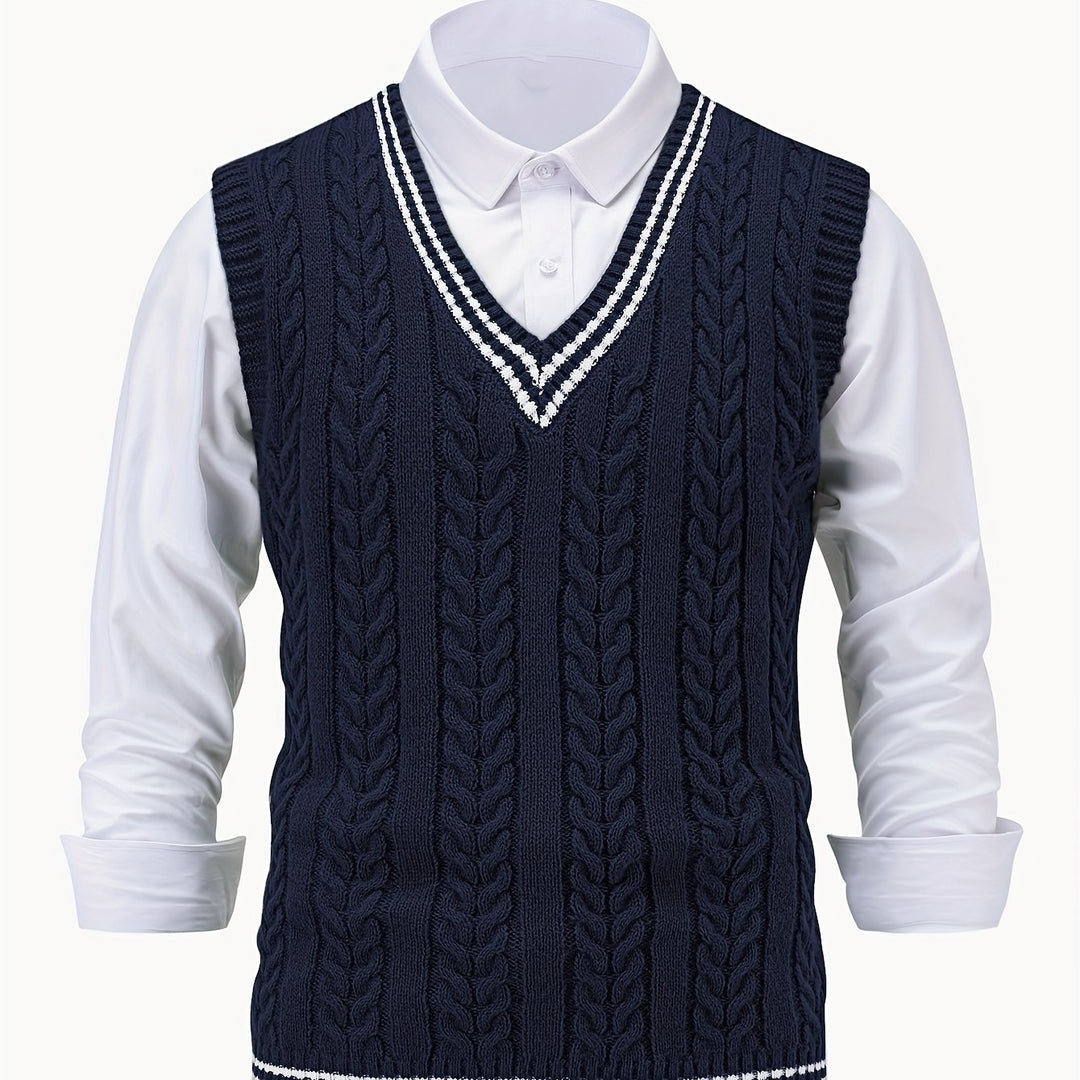 Graham | Cable-Knit V-Neck Vest
