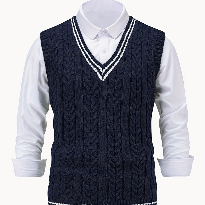 Graham | Cable-Knit V-Neck Vest