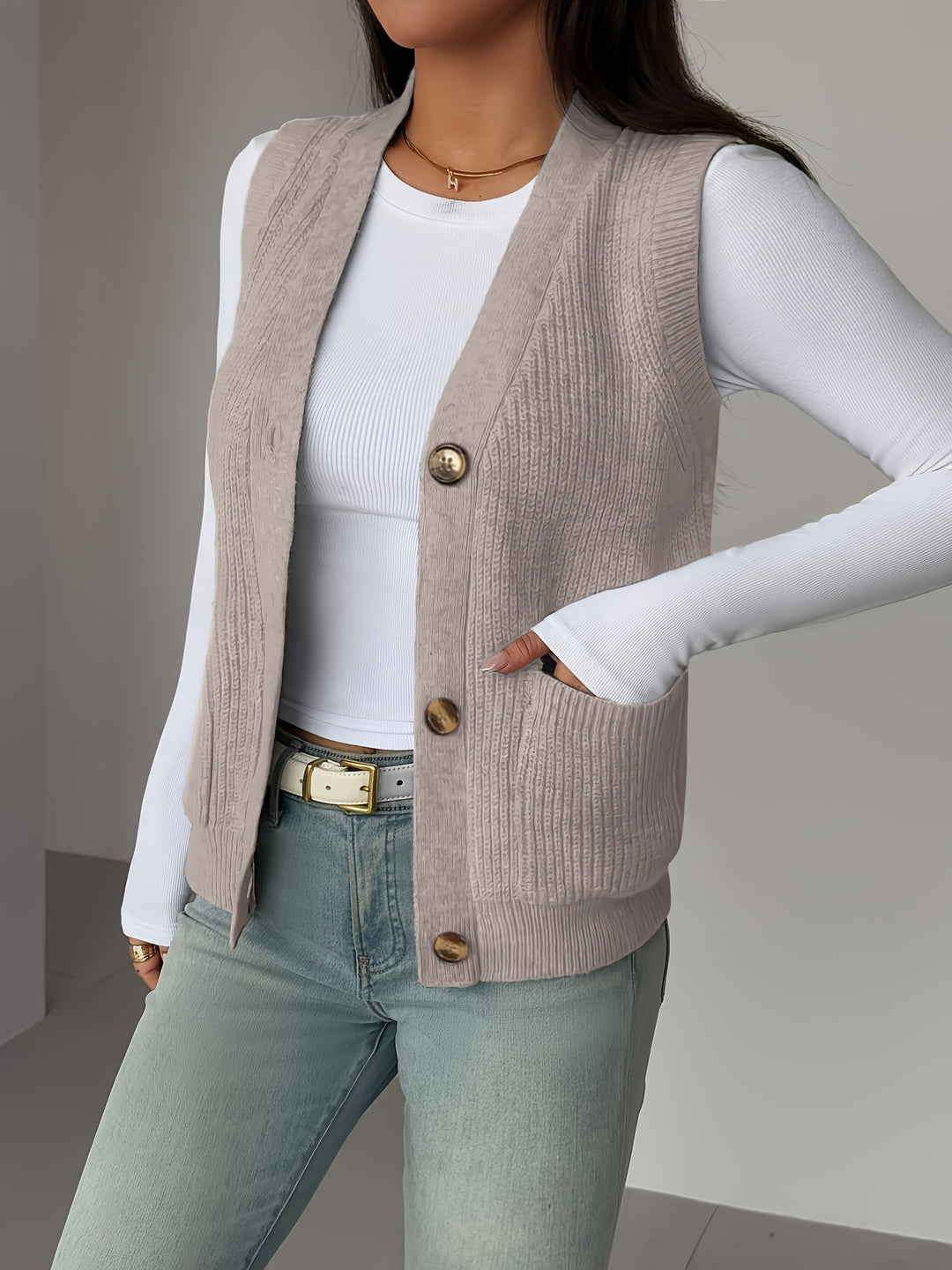 Rosaline | Textured Button-Front Vest
