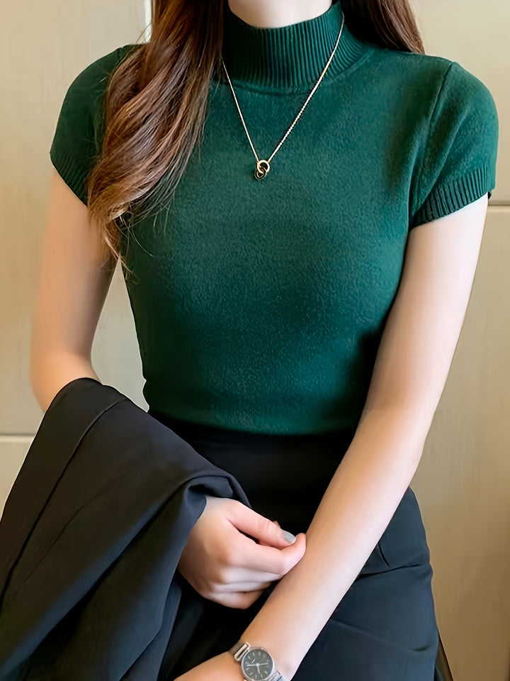 Rowan | Refined Mock-Neck Short Sleeve Top