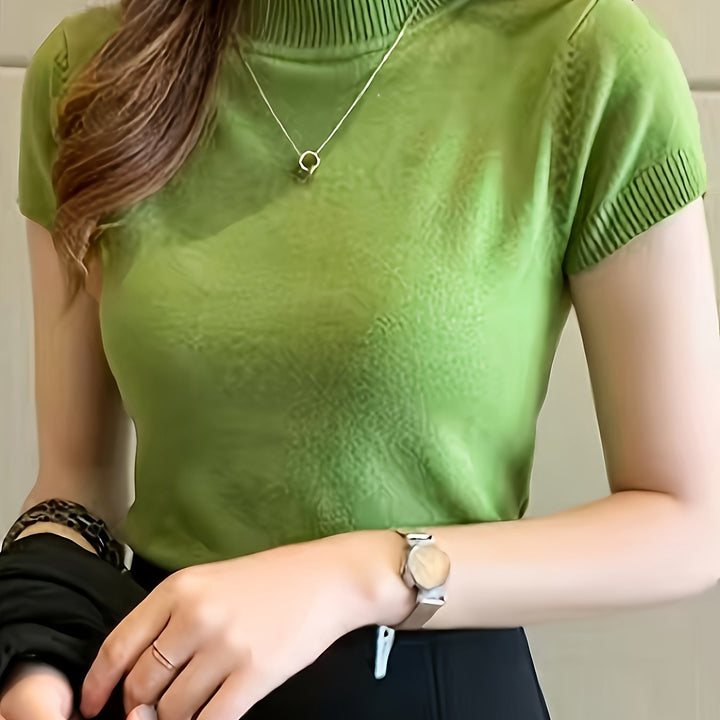 Rowan | Refined Mock-Neck Short Sleeve Top