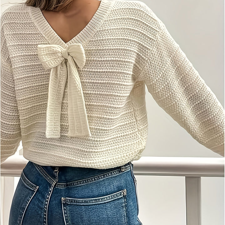 Annika | Bow-Detail V-Neck Sweater
