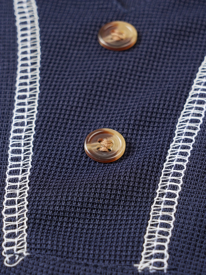Maxwell | Textured Button-Neck Tee