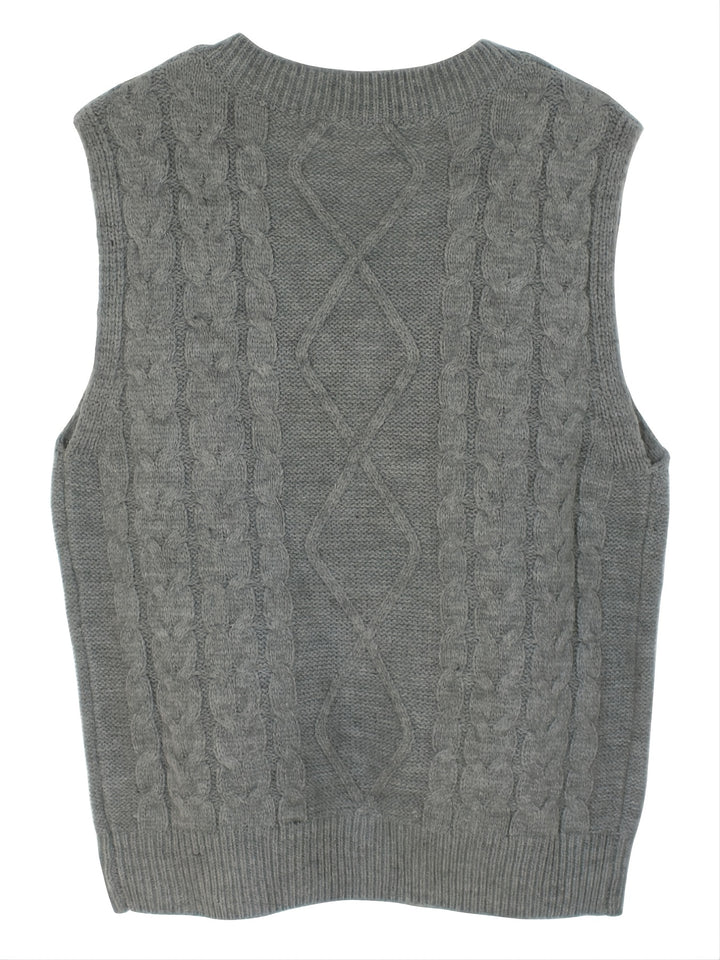 Genevieve | Cable-Knit V-Neck Sweater Vest