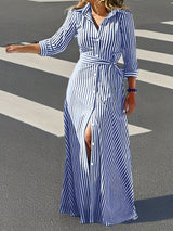 Vera | Striped Belted Maxi Dress