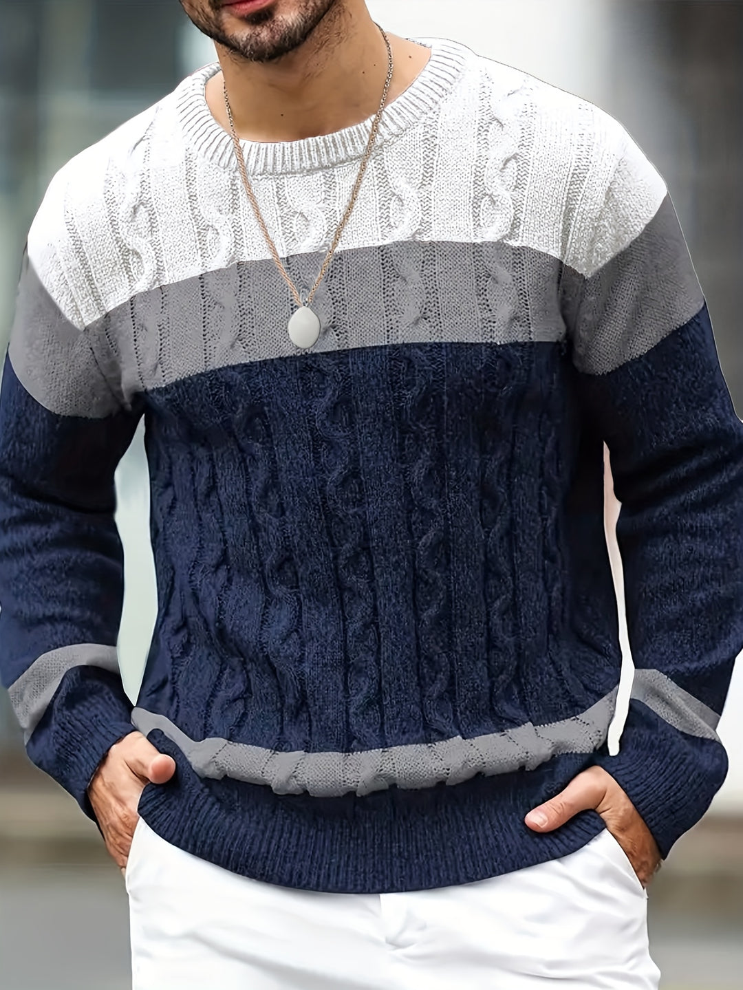 Anton | Textured Colour-Block Sweater