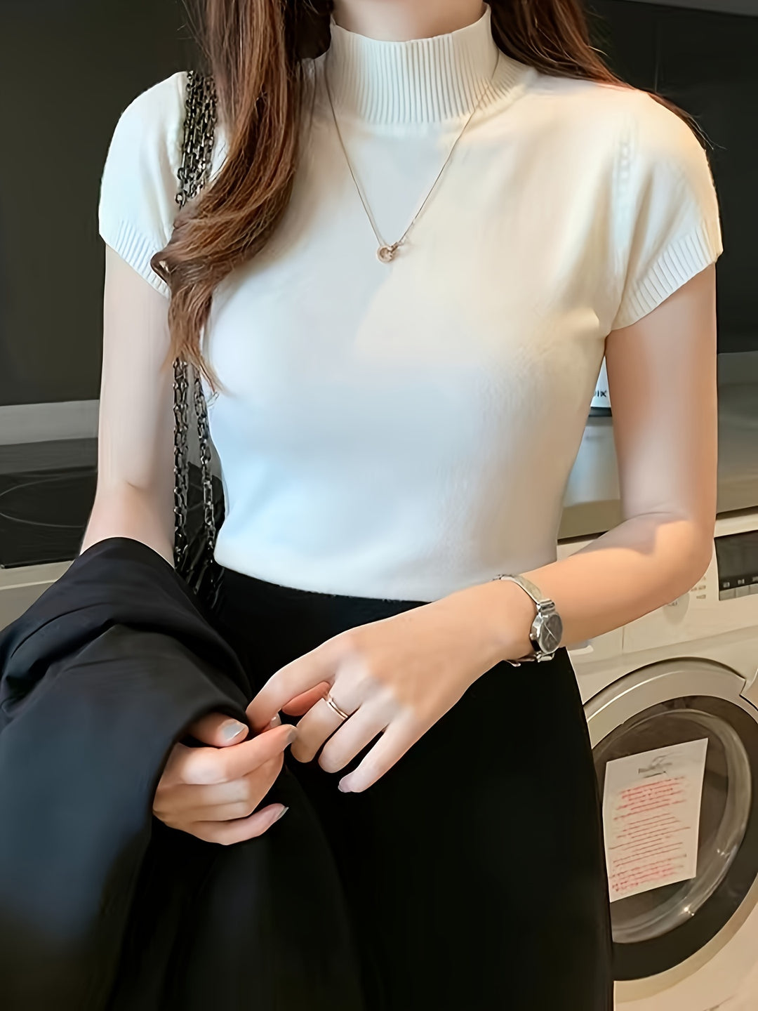 Rowan | Refined Mock-Neck Short Sleeve Top