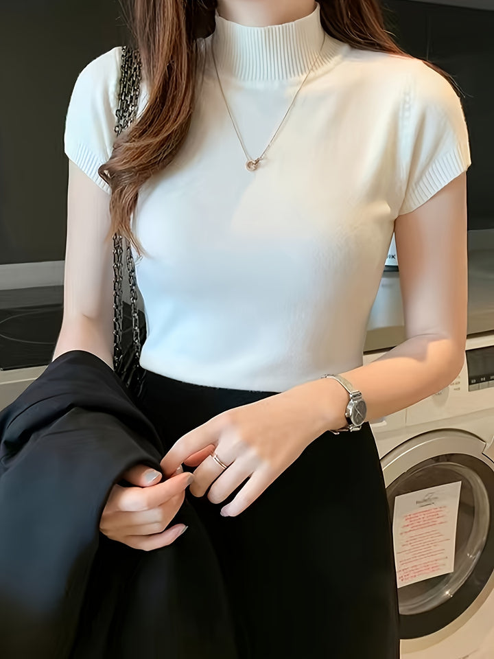 Rowan | Refined Mock-Neck Short Sleeve Top