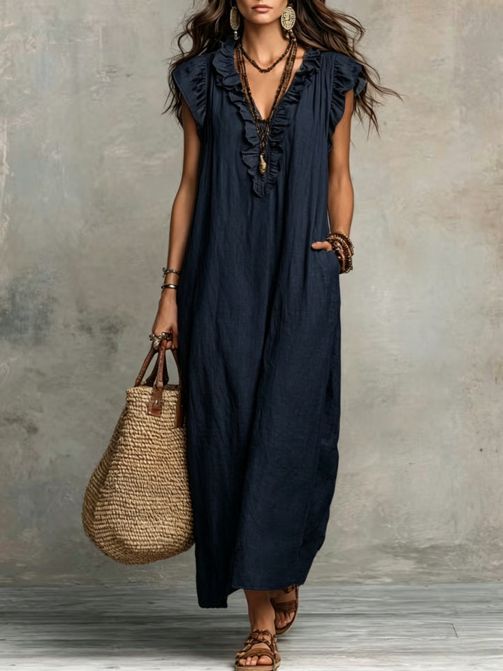 Talia | Bohemian Flutter-Sleeve Maxi Dress