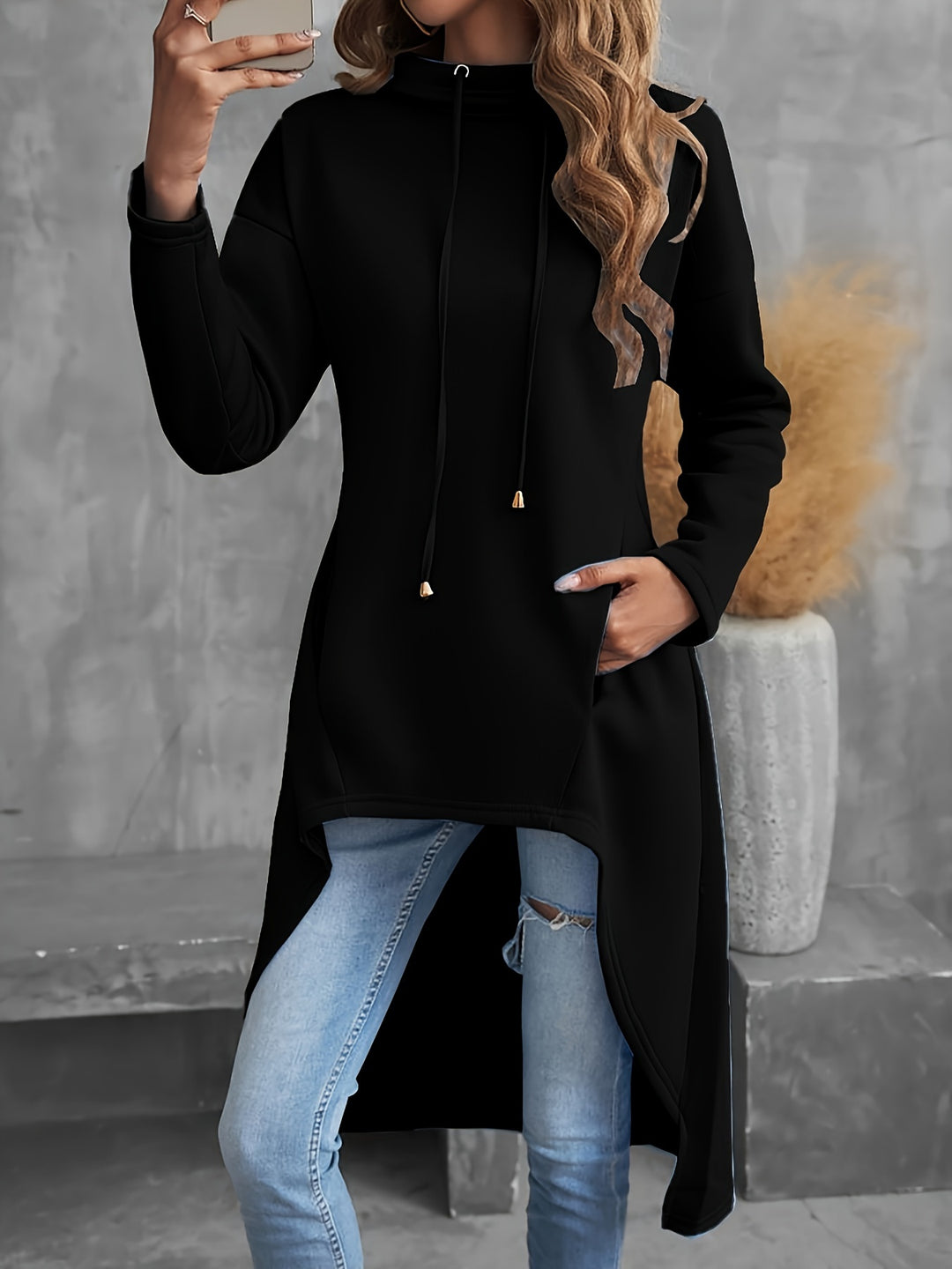 Gwendolyn | High-Low Drawstring Hoodie