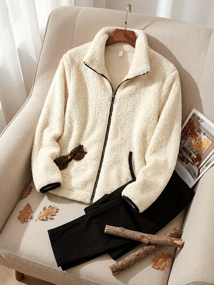 Greta | Cozy Contrast Zip Jacket