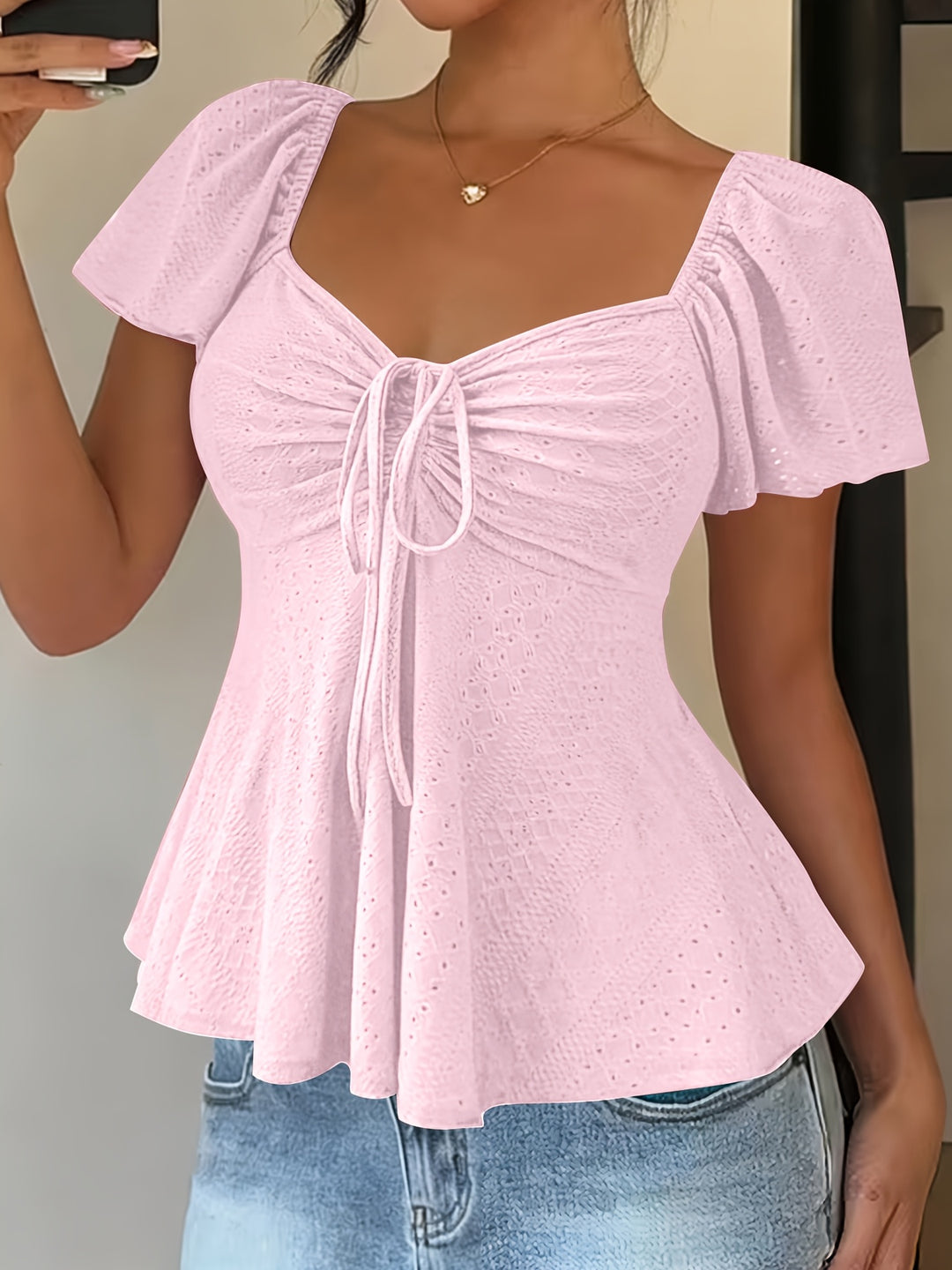 Juliet | Textured Drawstring Peplum Top