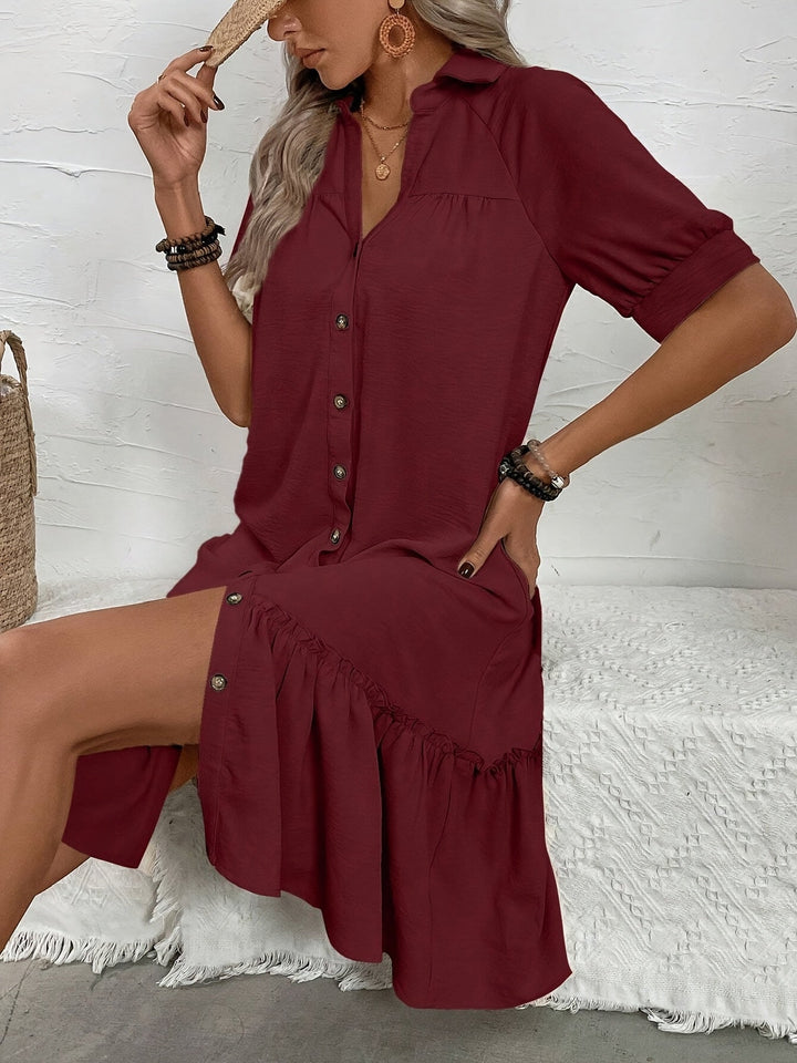 Maevelle | Elegant Boho Button Midi Dress