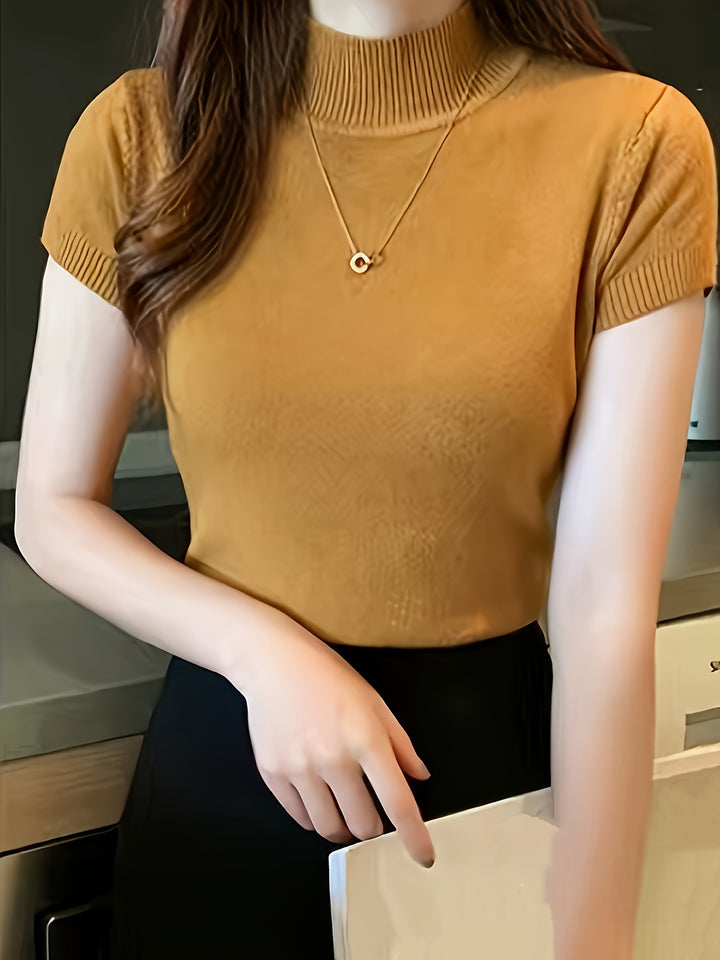 Rowan | Refined Mock-Neck Short Sleeve Top